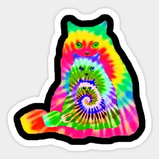 tie dye three cat retro pattern Sticker